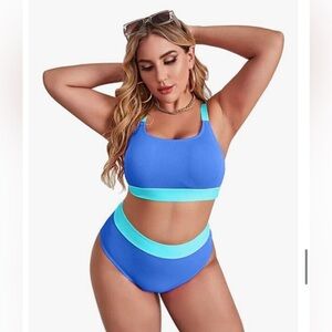 New⛱️ women’s XXXL Soft Ribbed two tone, blue gorgeous bikini